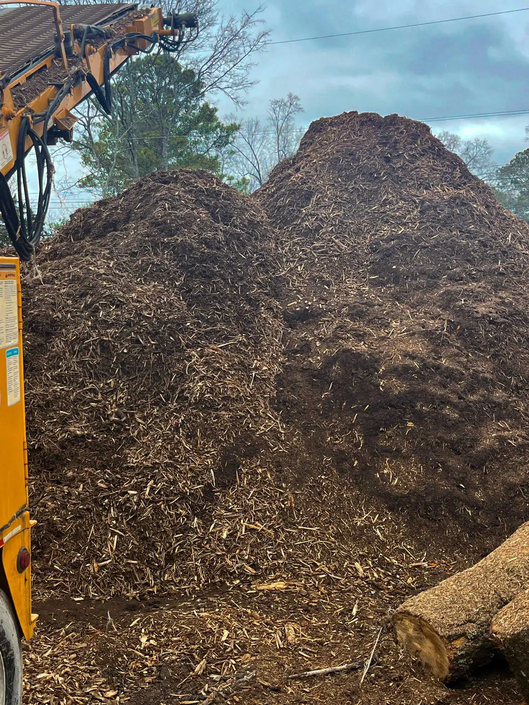 Freshly ground organic mulch loading at Chattanooga yard